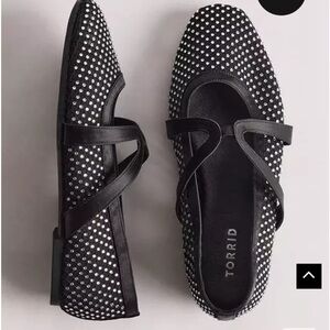 Torrid Black Mesh and Rhinestone Mary Jane flats